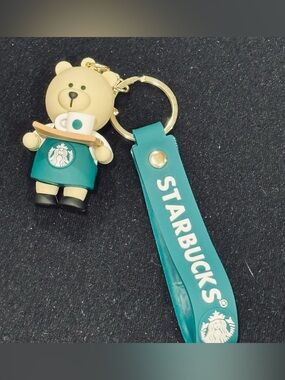 Coffee Lover Bear Keychain Cute Barista Bear Charm Coffee Bag Charm NWOT